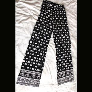Flowy elephant printed black pants